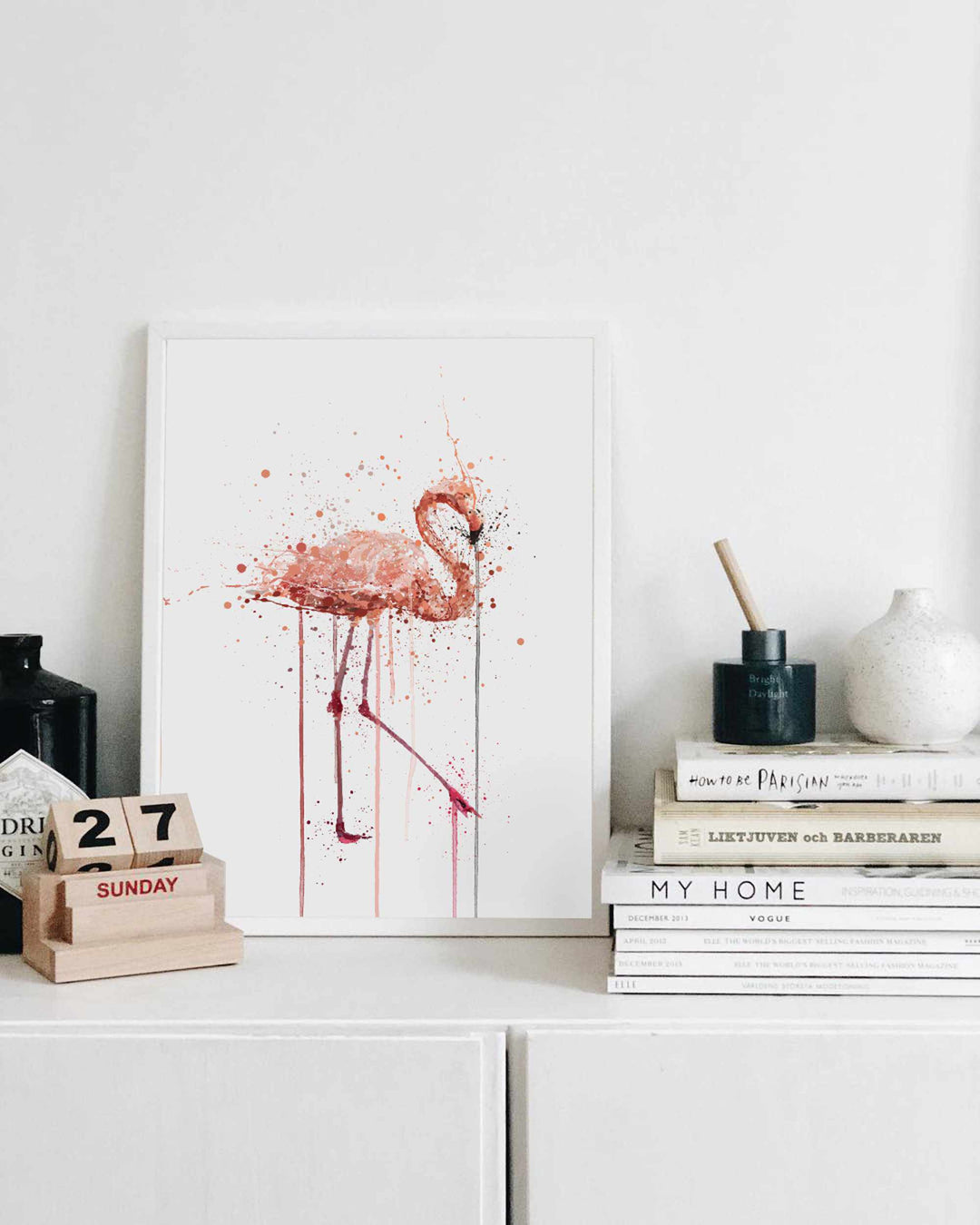 Rosa Flamingo-Wand-Kunstdruck