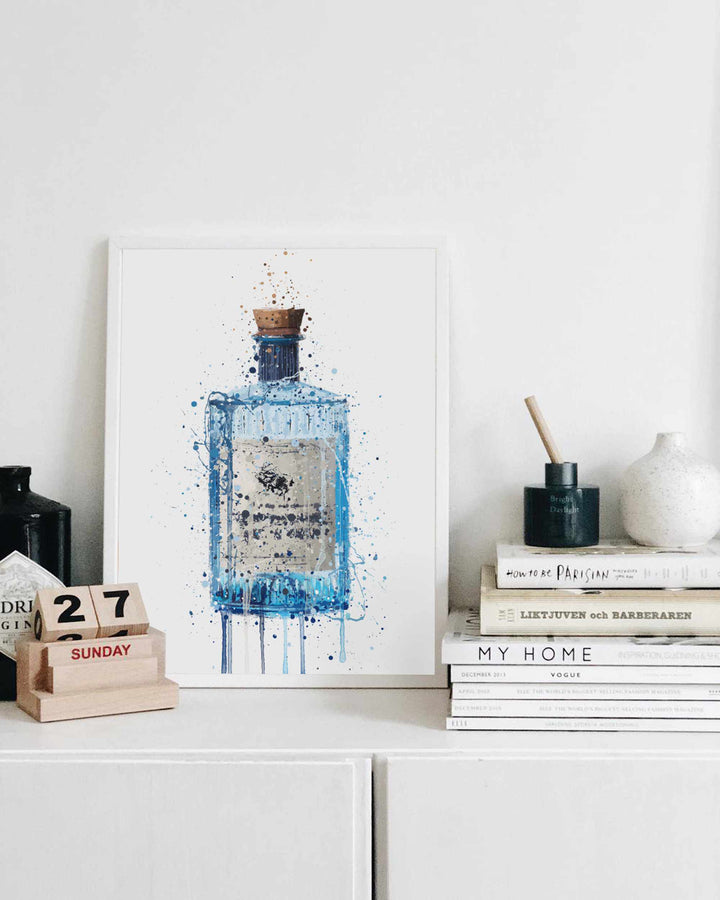 Gin Flasche Wandbild 'Blue Barrel'