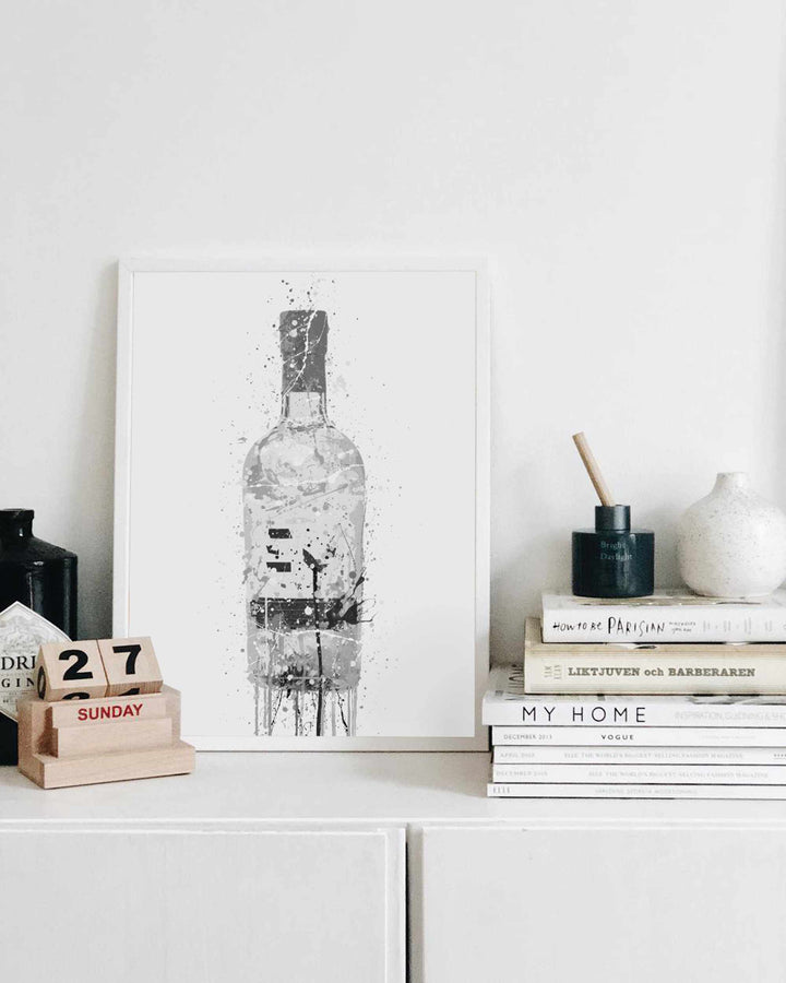 Gin Bottle Wall Art Print 'Grey Marble'-We Love Prints