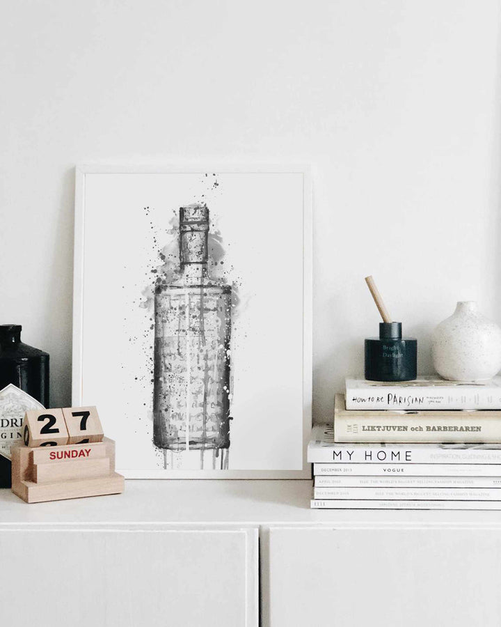 Gin Bottle Wall Art 'Steel Grey' (Grey Edition)