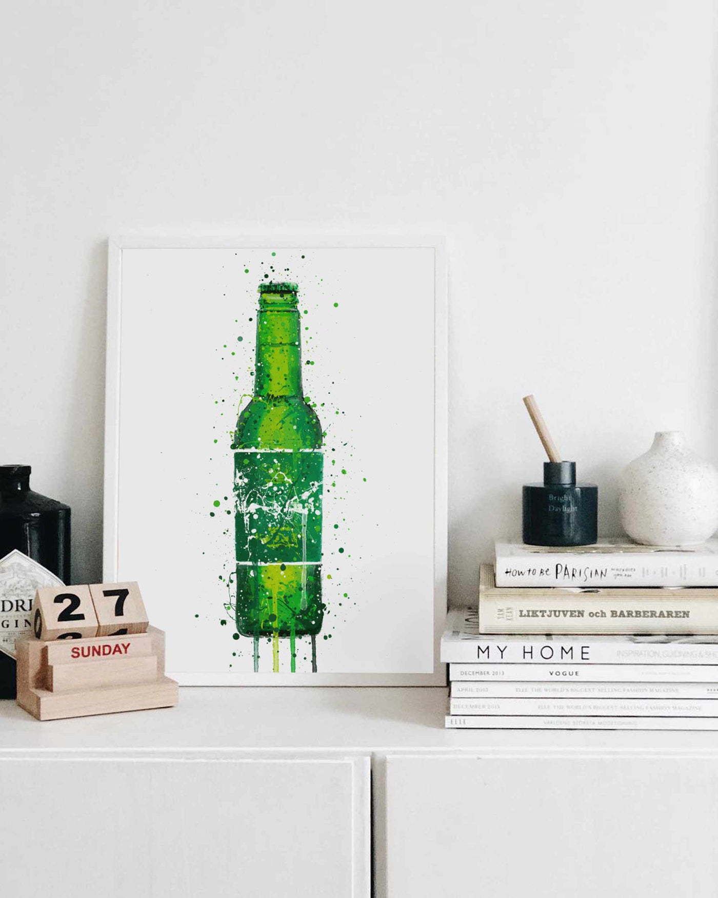 Beer Bottle Wall Art Print 'Danish Green'