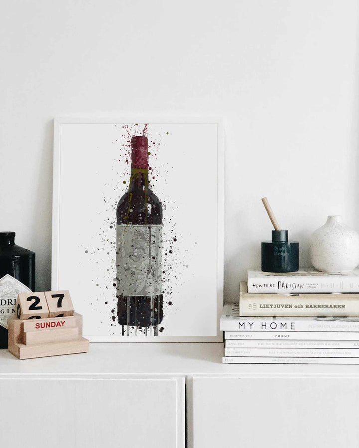 Red Wine Bottle Wall Art Print 'Tinto'