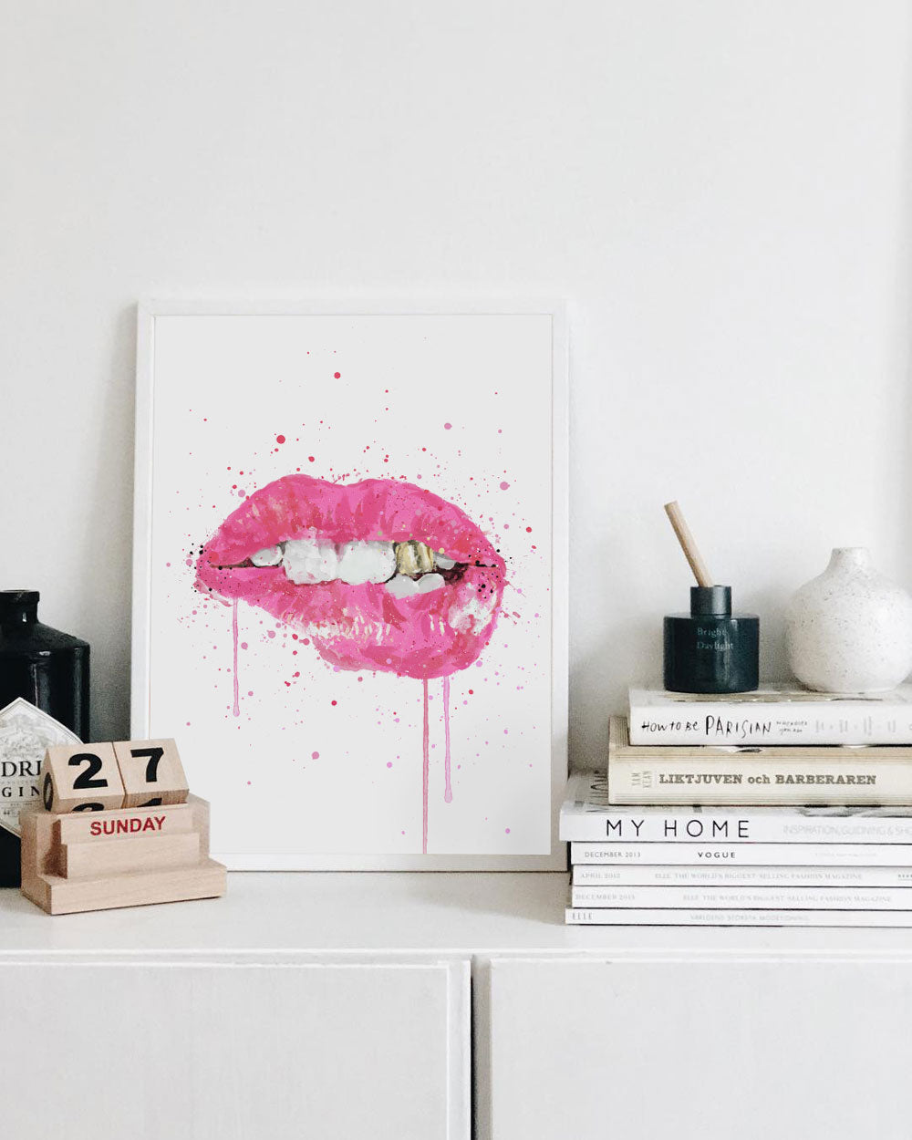 Pop Art Lips Wall Art Print 'Hot Pink'