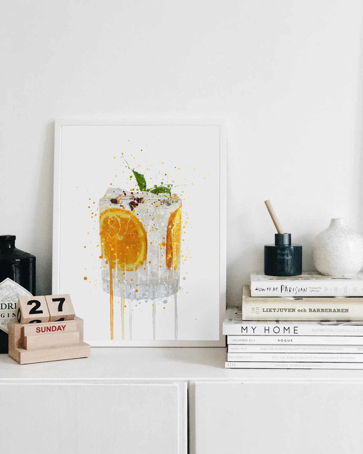 Gin and Tonic 'Orange & Basil' Wall Art Print