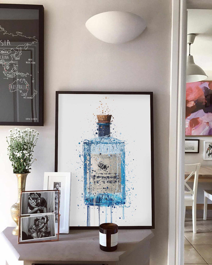 Gin Flasche Wandbild 'Blue Barrel'