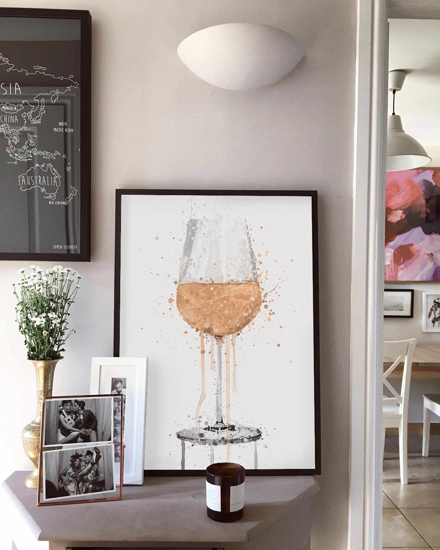 Rose Wine Glass Wall Art Print