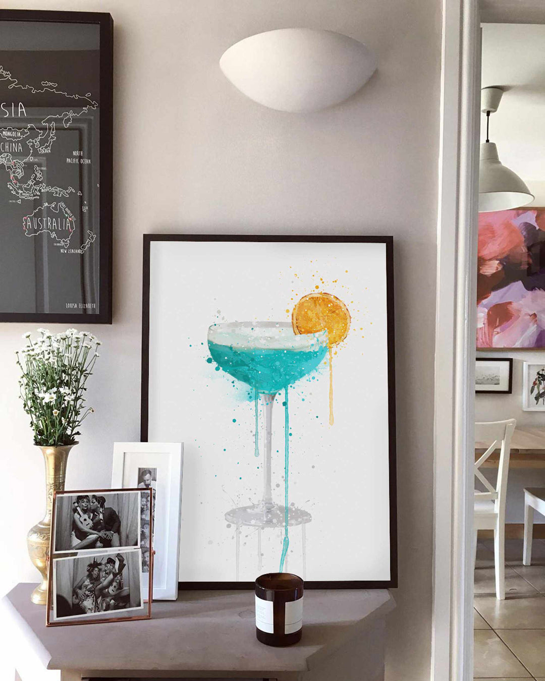 Blue Lagoon 'Coupe' Cocktail-Wand-Kunstdruck