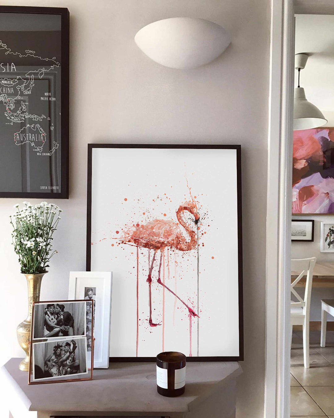 Rosa Flamingo-Wand-Kunstdruck