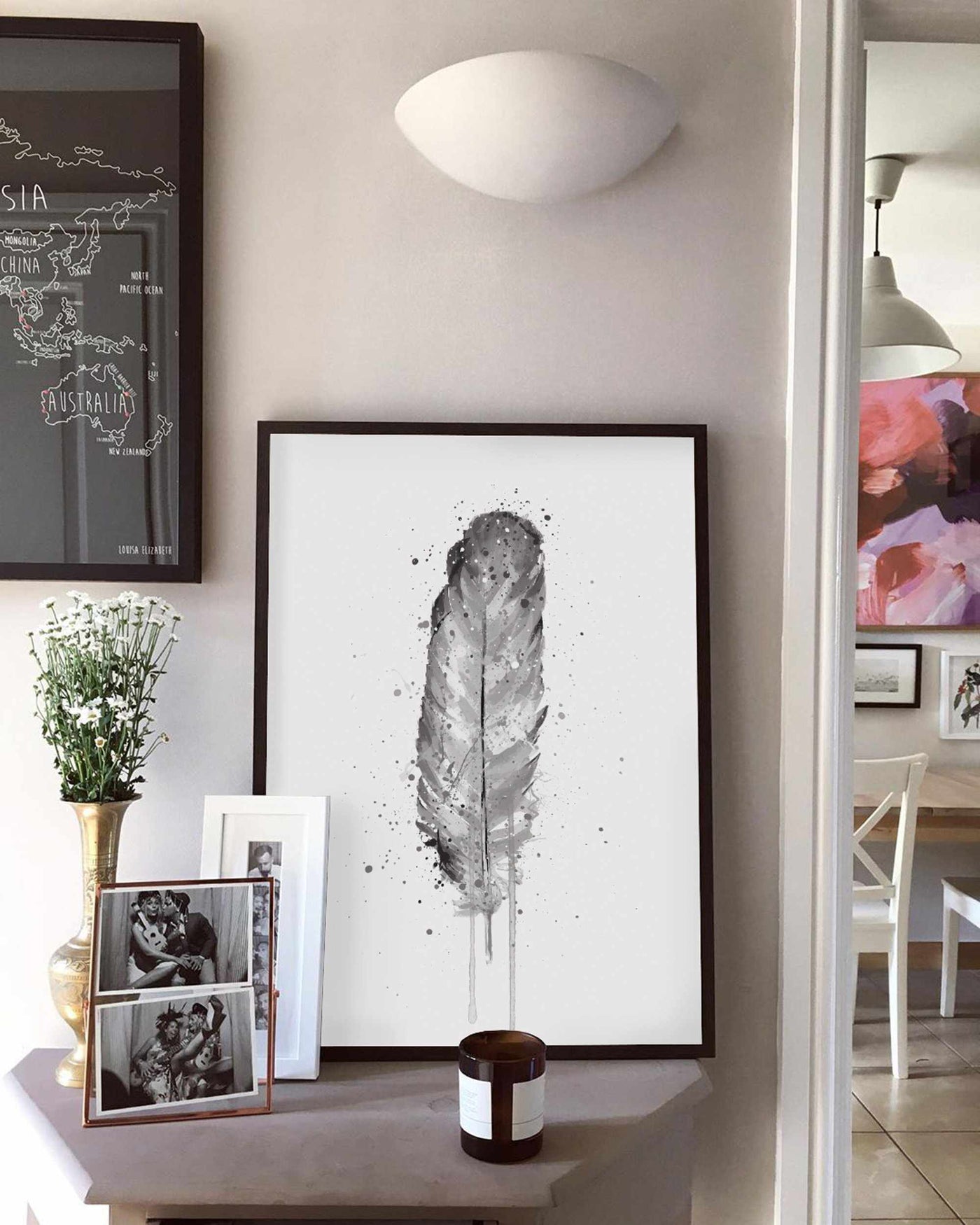 Feather Wall Art Print (Grey Edition)