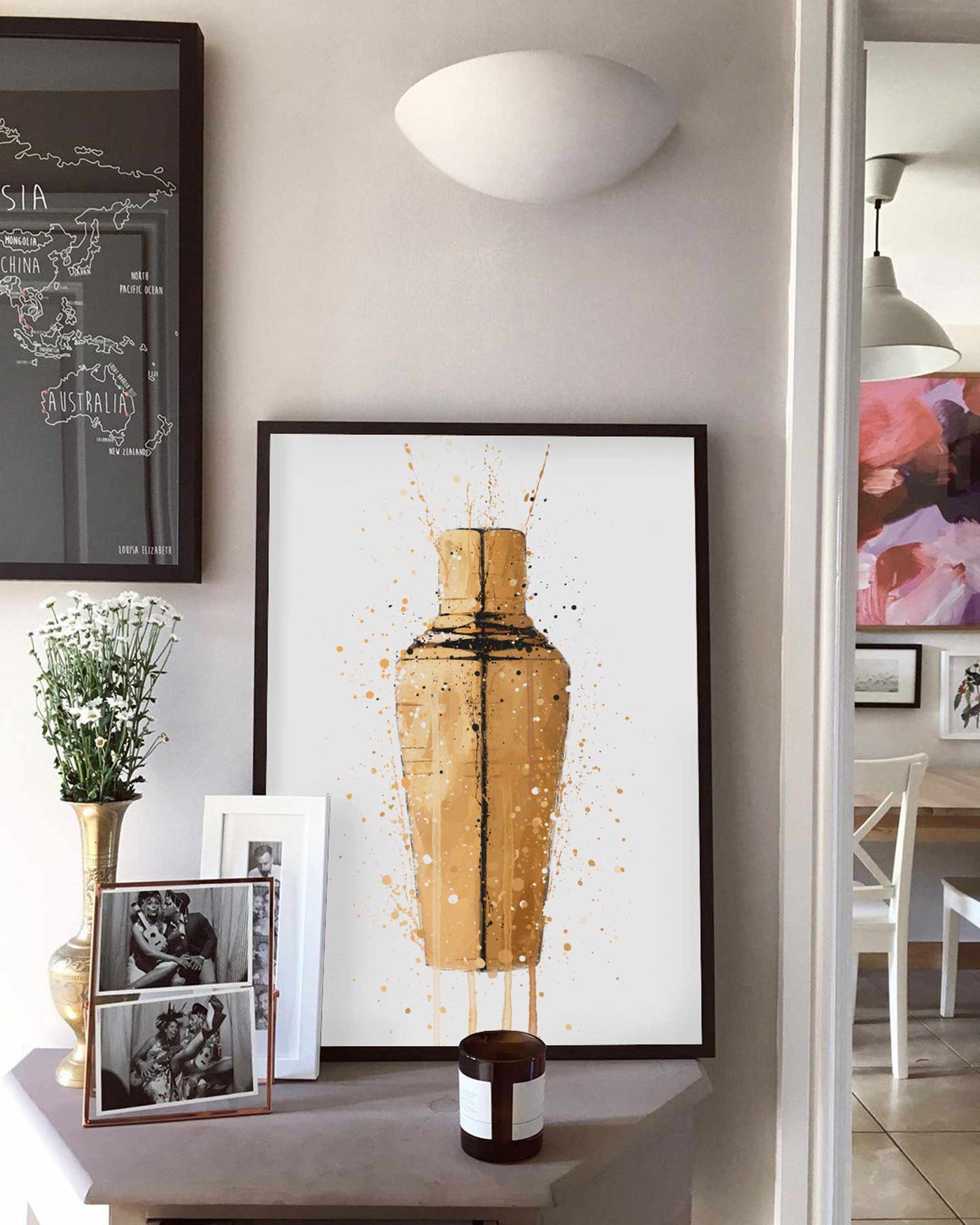 Cocktail Shaker Wall Art Print (Gold)