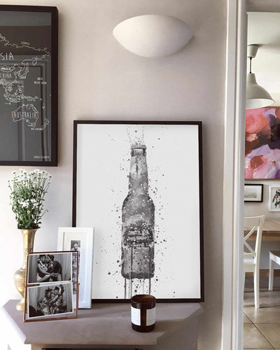 Beer Bottle Wall Art Print 'Peridot' (Grey Edition)