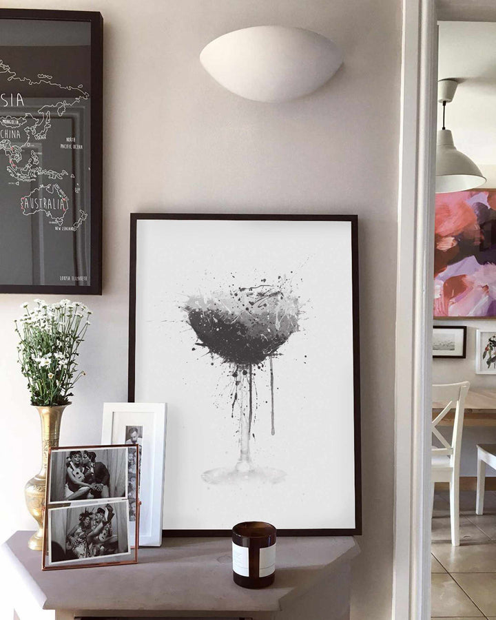 Espresso-Martini-Cocktail-Wand-Kunstdruck (graue Ausgabe)