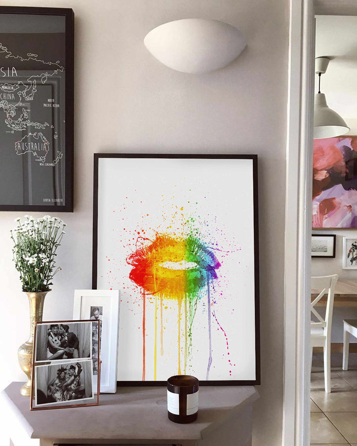 Regenbogen-Lippen-Wand-Kunstdruck