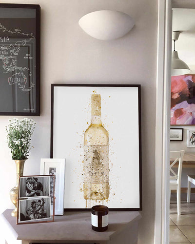 White Wine Bottle Wall Art Print