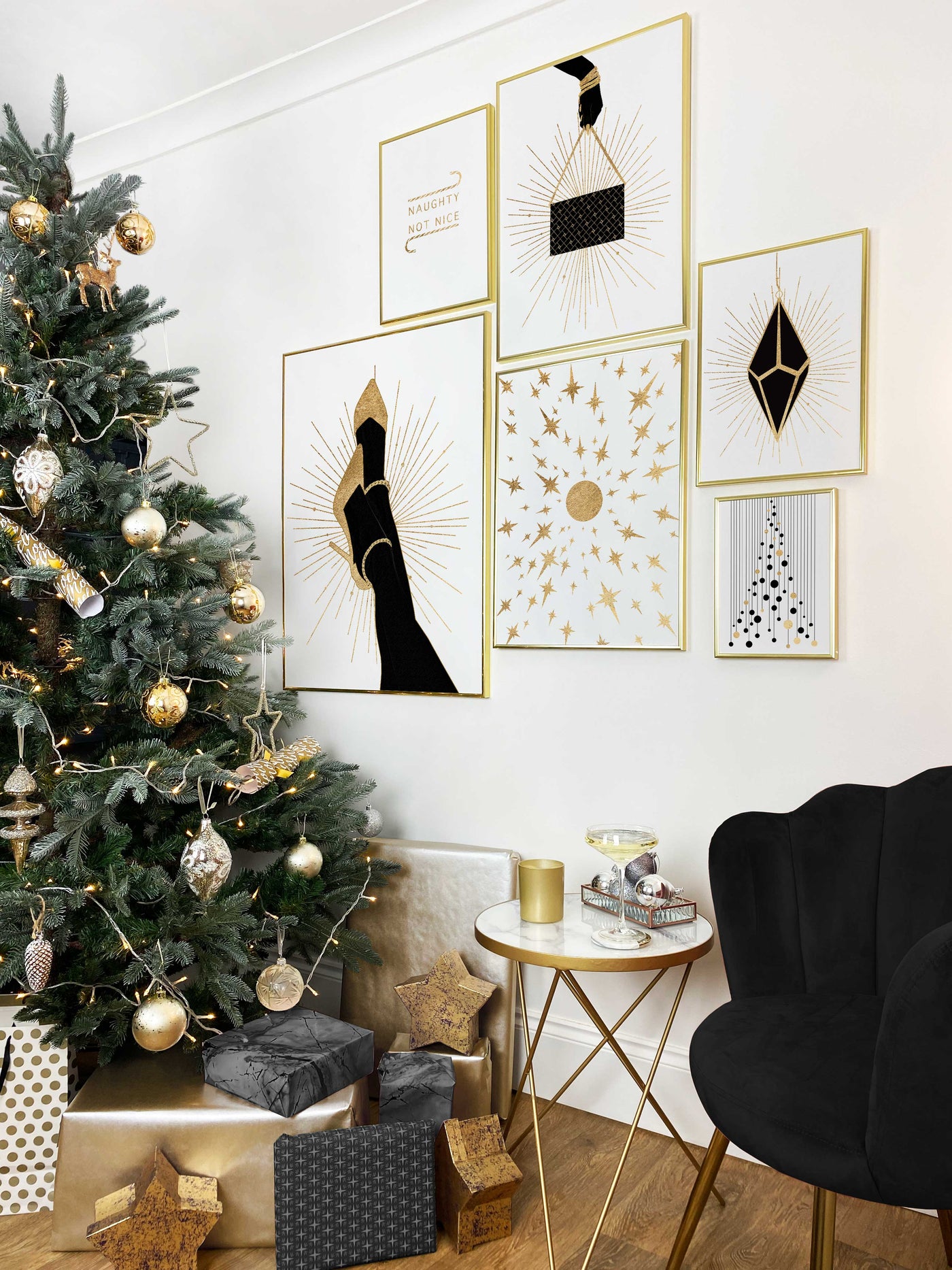 Fashion Handbag Print 'Gold Halo', Contemporary and Stylish Christmas Decoration Alternative Xmas Decor