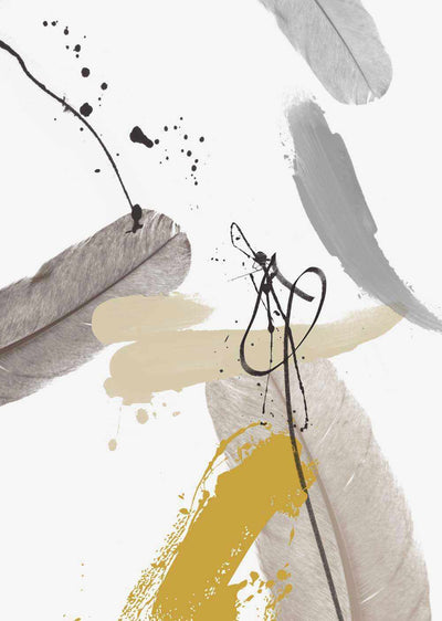 Abstract Grey & Mustard Wall Art Print II-We Love Prints