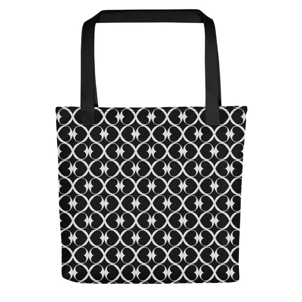 Tote bag, 'Infinity Heart' Pattern In Black