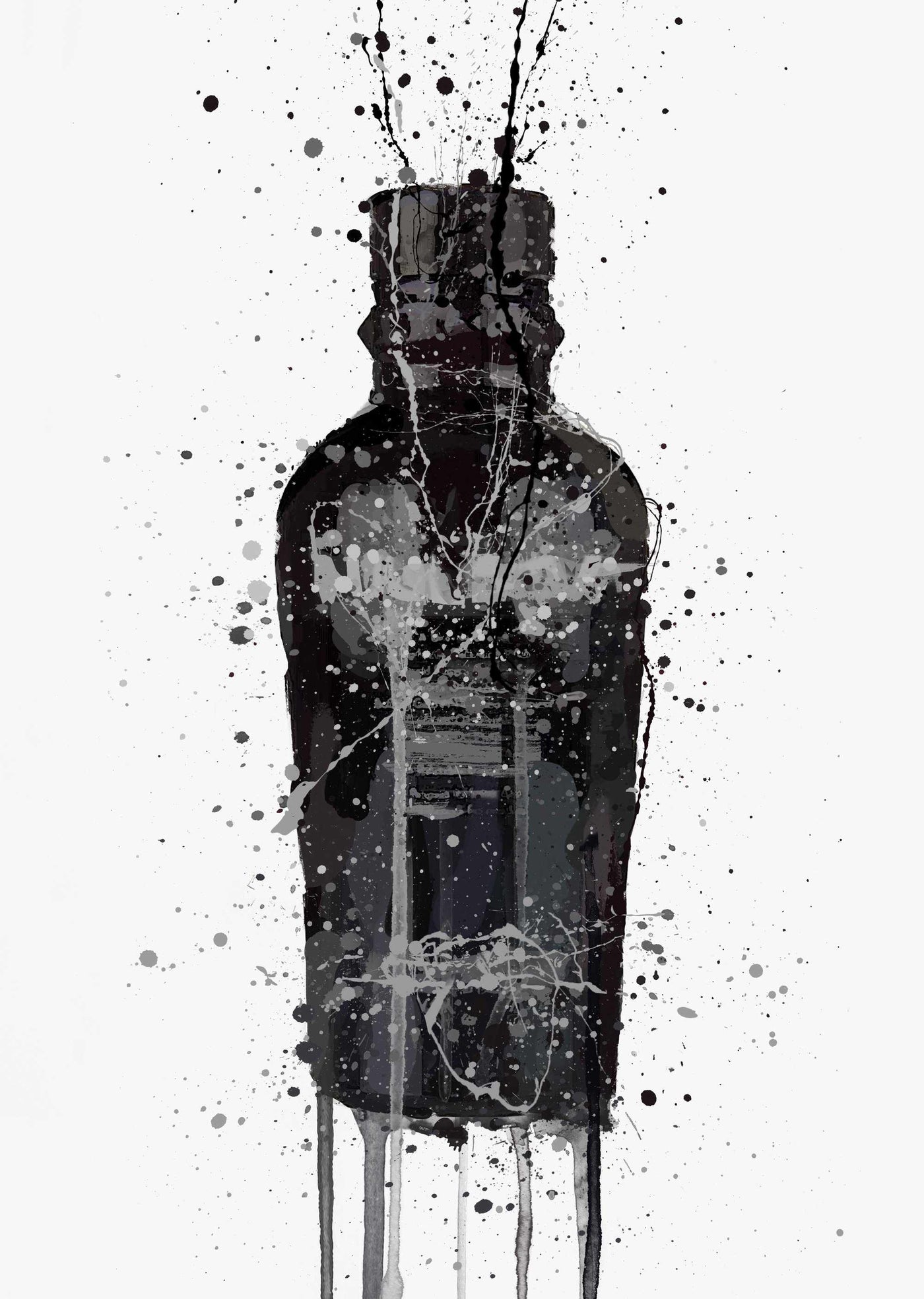 Gin Bottle Wall Art Print 'Granite'-We Love Prints