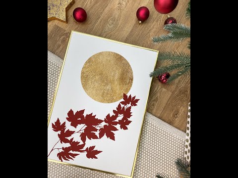Tan And Gold Christmas Stag Wall Art Print , Contemporary and Stylish Christmas Decoration Alternative Xmas Decor