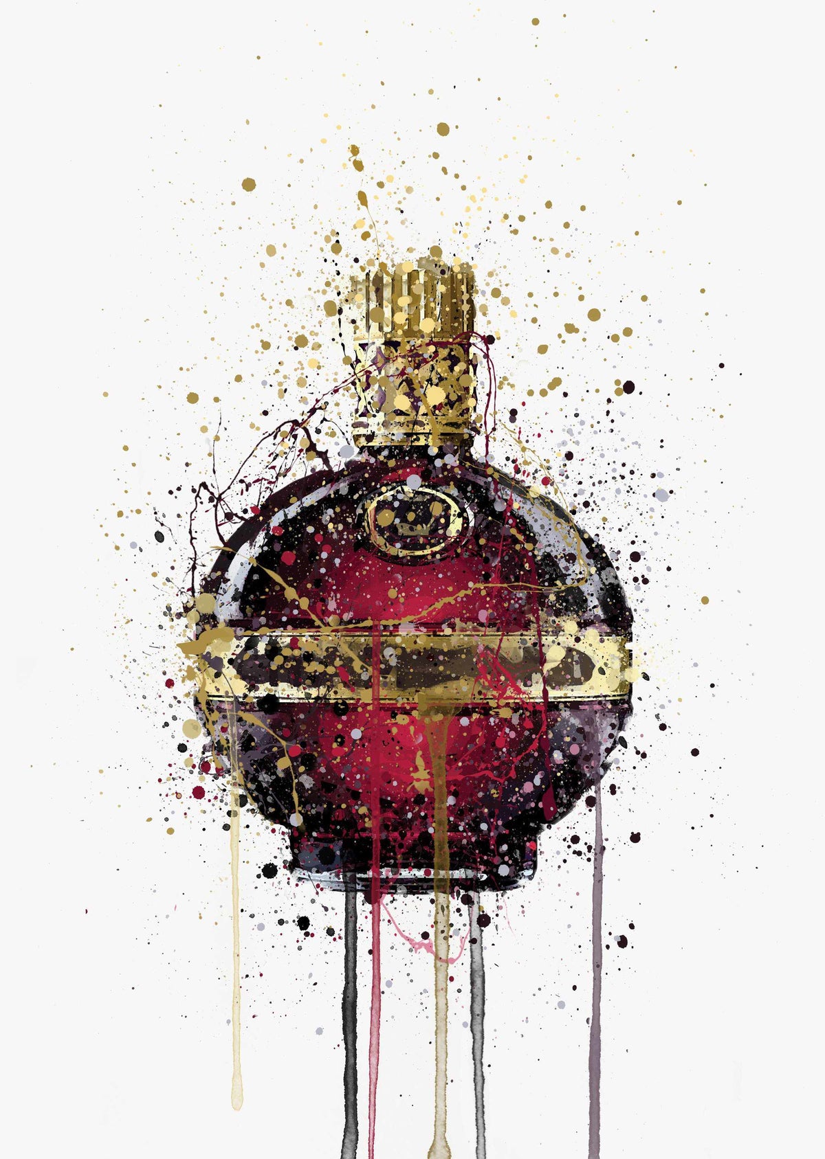 Liqueur Bottle Wall Art Print 'Raspberry'